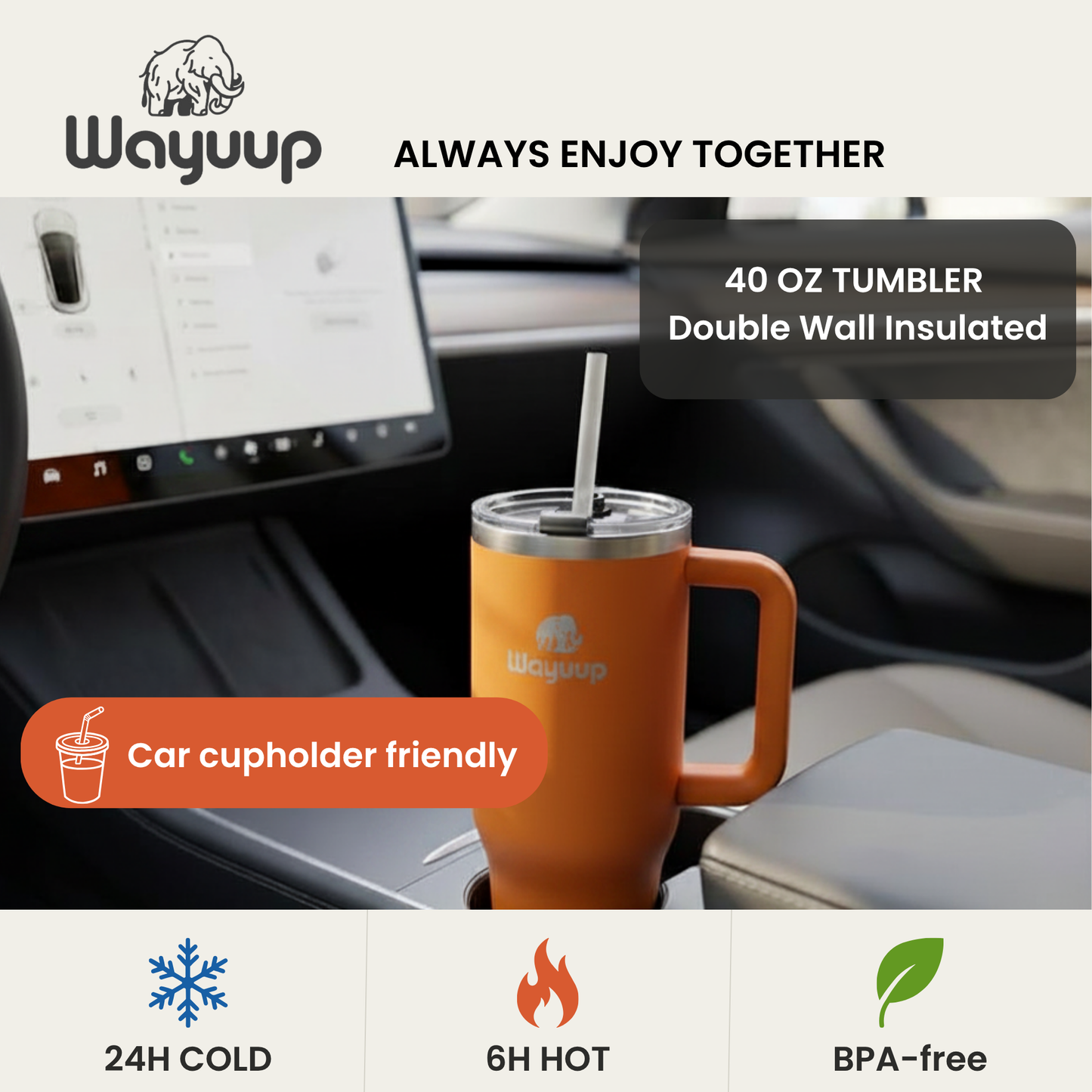 Wayuup 40oz Tumbler – Tiger